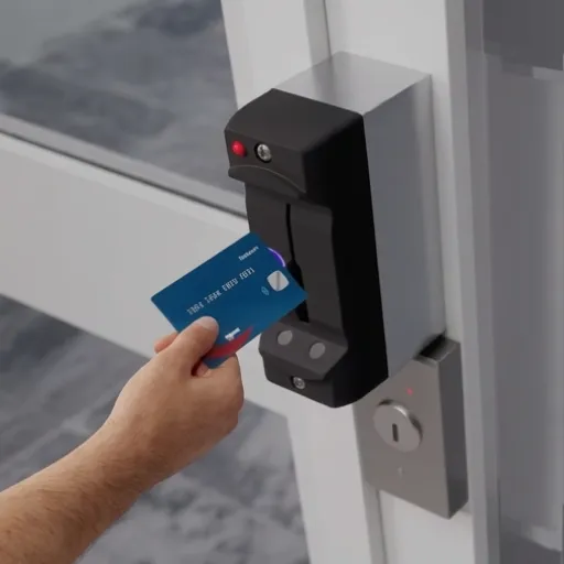 Access control hardware mounted for commercial entry management