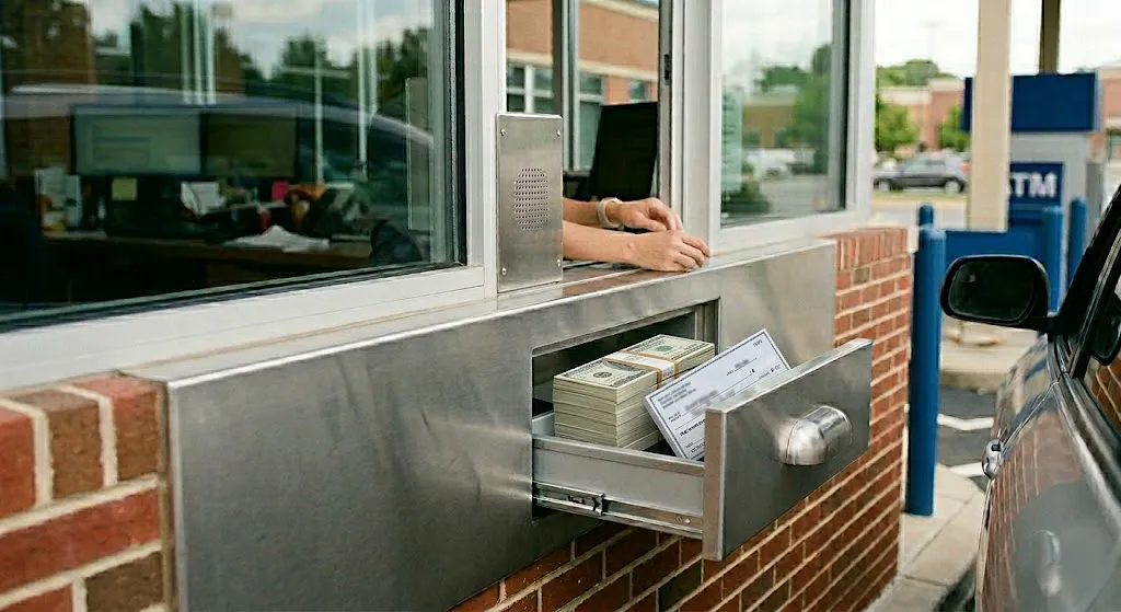 Drive-up banking security equipment serviced by American Safe Inc.
