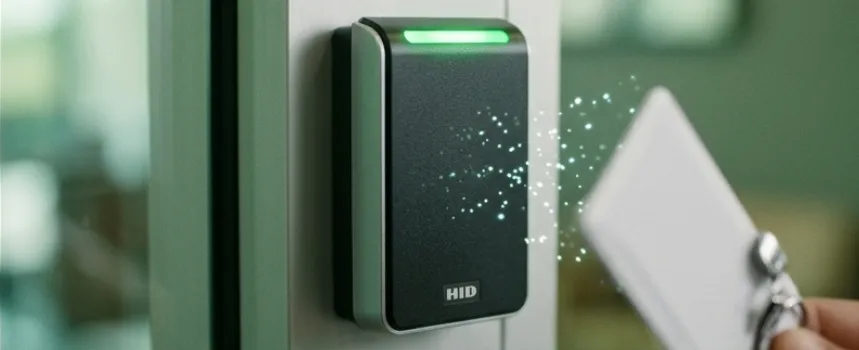 Access control hardware mounted for commercial entry management